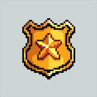 Pixel art illustration Police Badge. Pixelated Badge. Police Badge pixelated for the pixel art game and icon for website and video game. old school retro. vector