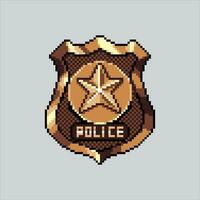 Pixel art illustration Police Badge. Pixelated Badge. Police Badge pixelated for the pixel art game and icon for website and video game. old school retro. vector