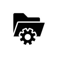 Data management icon. Simple solid style. Document, file, folder, record, digital database, system information concept. Black silhouette, glyph symbol. Vector illustration isolated.