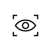 Eye scan icon. Simple outline style. Visual identity, focus, view, vision, future tech, eye with scanning frame, technology concept. Thin line symbol. Vector illustration isolated.