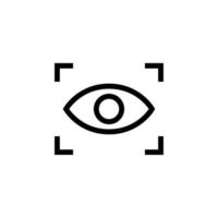 Eye scan icon. Simple outline style. Visual identity, focus, view, vision, future tech, eye with scanning frame, technology concept. Thin line symbol. Vector illustration isolated.