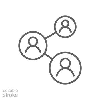 People network icon. Simple outline style. Social network, connect, circle, share, link, community, team, group, business concept. Thin line symbol. Vector illustration isolated. Editable stroke.