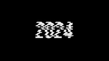 2023 to 2024 simple animation with effect glitch and background black  screen video