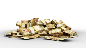 3D Stack of Tunisian dinar notes isolated on transparent background png