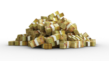 Big pile of bundles of Tunisian dinar notes isolated on transparent background. 3d rendering of stacks of cash png