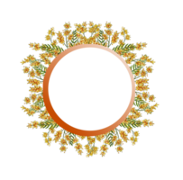 waterverf illustratie van voorjaar geel mimosa bloemen. mooi ronde kader van waterverf mimosa. bloemen sjabloon voor bruiloft uitnodiging, geschenk kaart, Pasen. geïsoleerd png