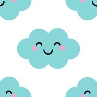 linda dibujos animados azul nubes sin costura modelo. linda fondo de pantalla para regalo envase papel, textil, vistoso vector para niños, plano estilo