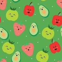 Seamless pattern with cute cartoon fruits, for fabric prints, textiles, gift wrapping paper. colorful vector for children, flat style