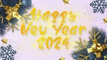 Happy new year 2024 celebration, golden text animation background video l Happy new year animation 2024 Free Video