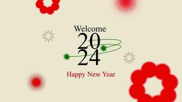 contento nuovo anno 2024 celebrazione, d'oro testo animazione sfondo video l contento nuovo anno animazione 2024 gratuito video