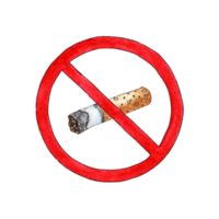 Watercolor illustration no smoking edge sign. Bad bad habit of smoking. Quit smoking, harm to health. No smoking sign for design elements, presentation, website or apps. Isolated png