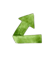 aguarela ilustração verde acima seta. a semicircular verde seta para a certo é desenhado com uma escova em papel. elementos para a Projeto do uma moderno bandeira, adesivo, diário. isolado. desenhado de mão. png