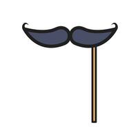 Gentleman moustache photography property hand held stick vector icon outlined illustration. Photo prop decoration with simple color and flat minimalist cartoon art styled drawing.