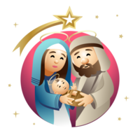 saint famille, Nativité scène avec José, Marie et bébé Jésus. png