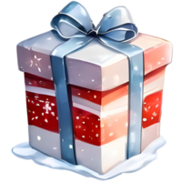 AI generated Christmas gift box with snowflakes png