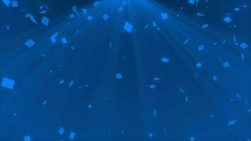 beautiful glowing Royal blue particles falling with bright optical light rays background video