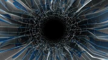 abstract hi-tech sci-fi wiggling parallel lines on black background, futuristic dark tunnel technology background video