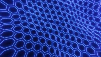 Abstract energy blue cells hexagons with waves background video