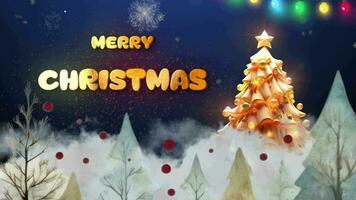 joyeux Noël salutation avec bonhomme de neige et arbre video