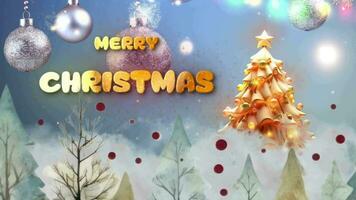 joyeux Noël salutation avec bonhomme de neige et arbre video