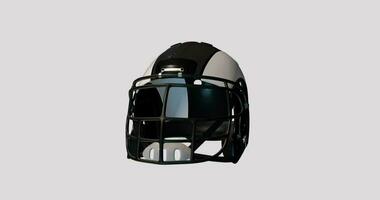 3d américain Football noir casque tournant sur alpha Contexte. sans couture boucle. video