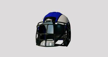 3d americano futebol azul capacete rotativo em alfa fundo. desatado laço. video