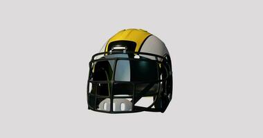 3d americano calcio giallo casco rotante su alfa sfondo. senza soluzione di continuità ciclo continuo. video