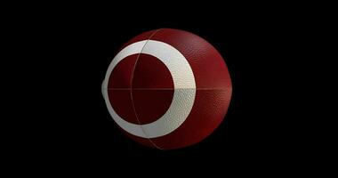 American Football Ball rotating on alpha background. Seamless loop. video