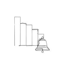 continuous line drawing bar chart with bells vector