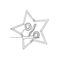 continuo línea dibujo descuento estrella bandera etiqueta ilustración vector