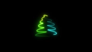 vrolijk Kerstmis decoratie met neon effect Aan zwart gemaakt video