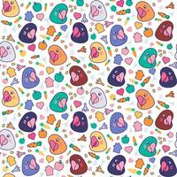 Funny Parrot Pet Muzzles and Food Seamless Pattern vector