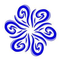 Blue tribal mandala icon with shadow. Perfect for logos, icons, items, tattoos, stickers, posters, banners, clothes, hats vector