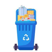 Overflowing Transportable Paper Waste Container vector