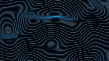 Abstract Royal blue color horizontal wavy lines moving on black background, looped abstract background video