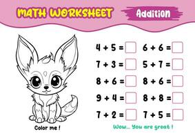 math worksheets for early childhood with interesting coloring pictures vector