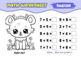 math worksheets for early childhood with interesting coloring pictures vector