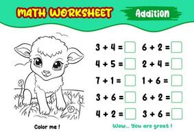 math worksheets for early childhood with interesting coloring pictures vector