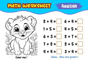 math worksheets for early childhood with interesting coloring pictures vector