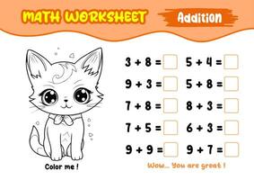 math worksheets for early childhood with interesting coloring pictures vector