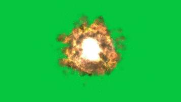 Fire splash energy animation effect, fire blast splashes, fire flame burning animation isolated on green screen background video