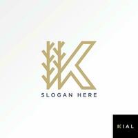 Logo design graphic concept creative premium abstract vector stock unique initial letter K font double lines stalk. Related monogram leaf tree nature