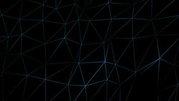 Royal blue 3d polygon mesh Abstract digital connection moving dots and lines, Technology futuristic black background video