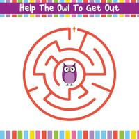 Kids Circular Maze Puzzle Discover the Path Educational Worksheet vector