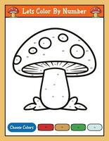 Color by number coloring page printable activity With Cute Mushroom vector
