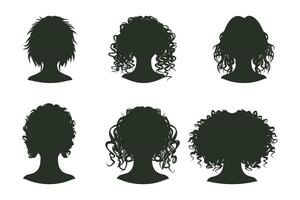 Hand drawn curly hair silhouette vector