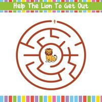 Kids Circular Maze Puzzle Discover the Path Educational Worksheet vector