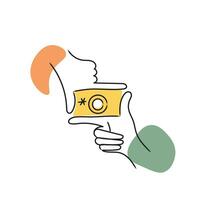 Boho style concept art of fingers gesturing camera icon. vector