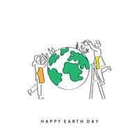 Continuous line art of earth day concept vector