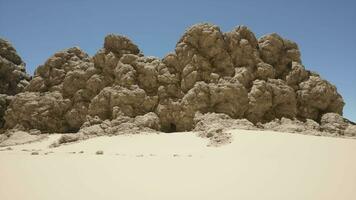 ein Gruppe von Felsen Sitzung auf oben von ein sandig Strand video